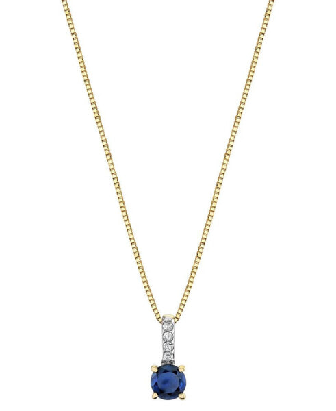 Sapphire (1/3 ct. t.w.) & Diamond Accent 18" Pendant Necklace in 14k Gold