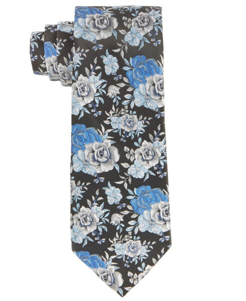 Men's Royal Blue & White Floral Tie