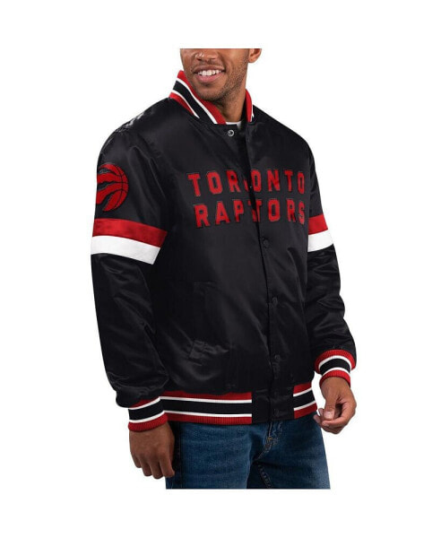 Men's Black Toronto Raptors Home Game Satin Full-Snap Varsity Jacket