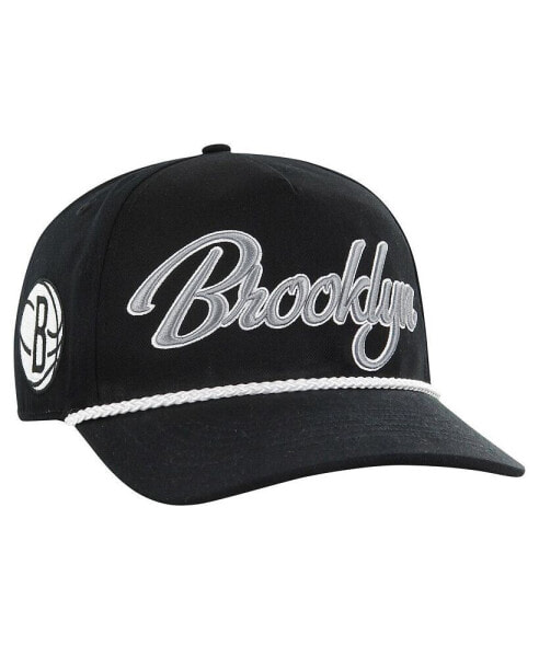 Men's Black Brooklyn Nets Overhand Logo Hitch Adjustable Hat