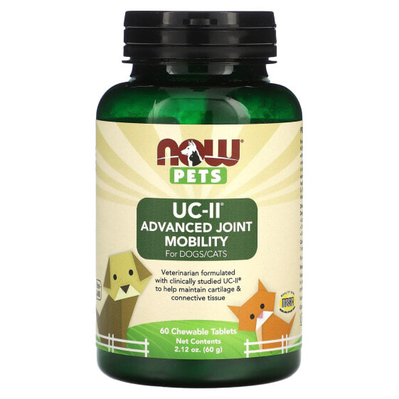 Витамины и добавки NOW Pets UC-II Advanced Joint Mobility для собак/кошек, 60 жевательных таблеток, 60 г