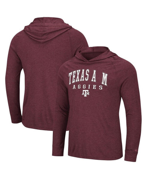 Men's Heathered Maroon Texas A&M Aggies Campus Long Sleeve Hooded T-shirt