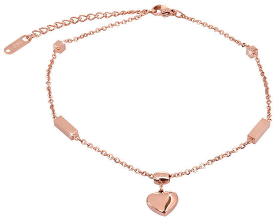 Pink gold-plated chain on the leg with a heart