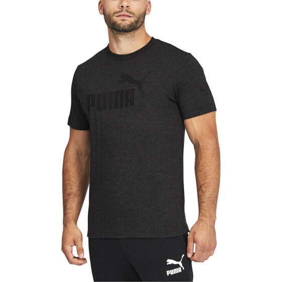 Puma Essentials Logo Heather Crew Neck Short Sleeve T-Shirt Mens Grey Casual Top