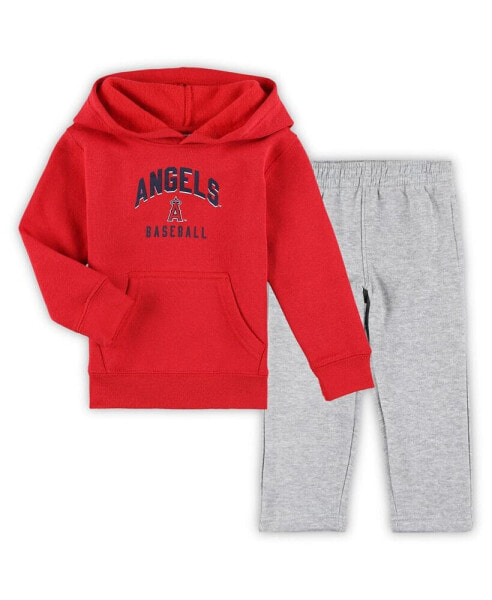 Toddler Boys and Girls Red, Gray Los Angeles Angels Play-By-Play Pullover Fleece Hoodie and Pants Set