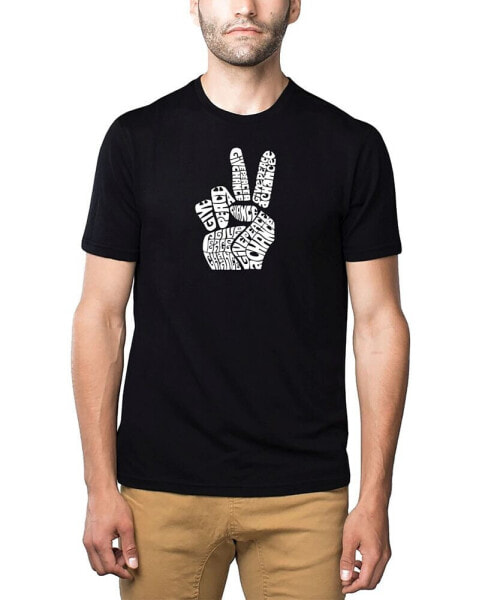 Men's Premium Word Art T-Shirt - Peace Fingers