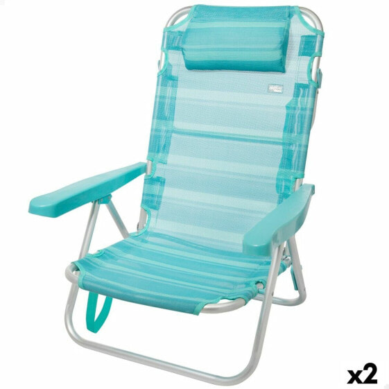 Пляжный стул Aktive Складной бирюзовый 48 x 84 x 46 cm (2 штук)