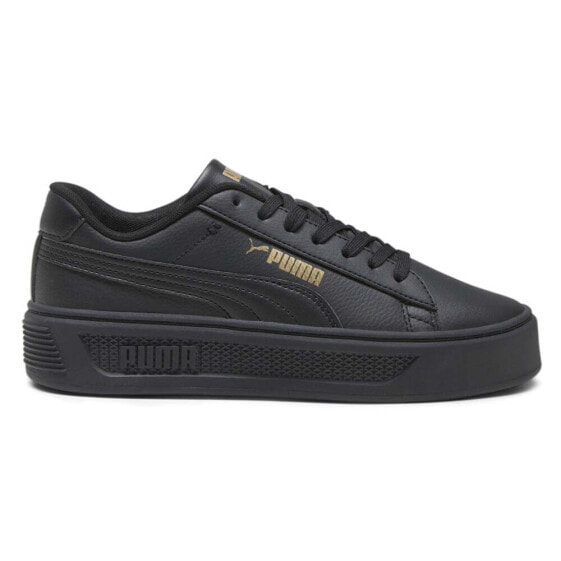 Puma Smash V3 Platform Lace Up Womens Black Sneakers Casual Shoes 39075807