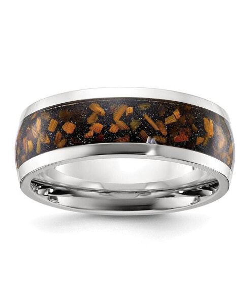 Stainless Steel Yellow Tiger's Eye Inlay Band Ring