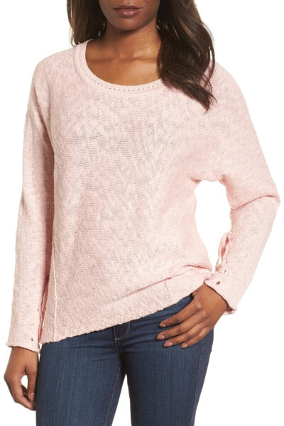 Caslon Mix Stitch Swing Cotton Sweater Sz. Large (PINK SILVER) 151180