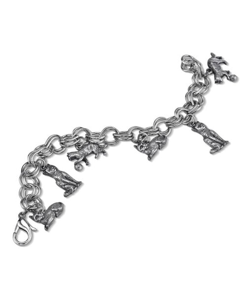 Pewter 6 Cat Charm Bracelet