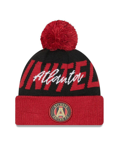 Men's Black Atlanta United FC Confident Cuffed Pom Knit Hat