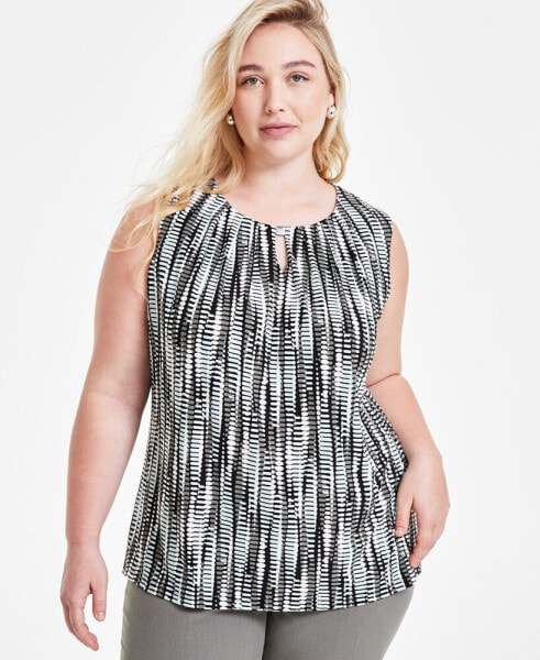 Plus Size Printed Sleeveless Shell Top
