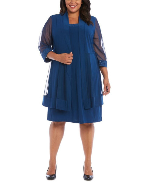 Plus Size Embellished Dress & Jacket