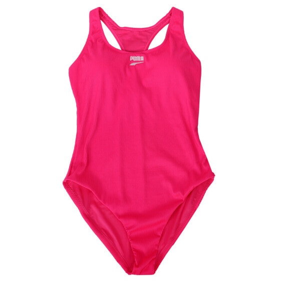 Puma Racerback OnePiece Swimsuit Womens Pink Casual Athletic 85926501