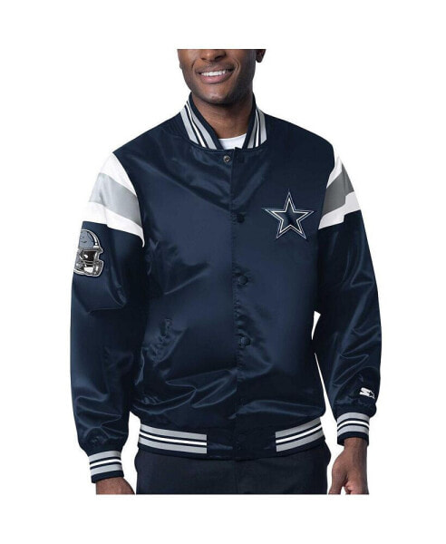 Men's White Dallas Cowboys Satin Varsity Full-Snap Jacket