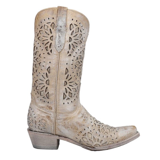Ferrini Mandala Tool Inlay Snip Toe Cowboy Womens Off White Dress Boots 81761-1