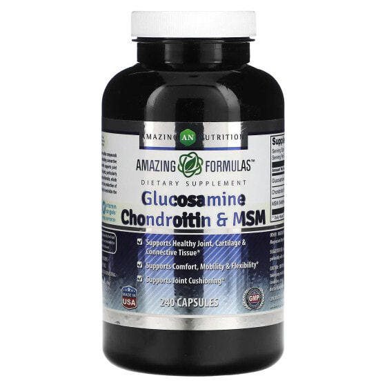 Витаминно-минеральный комплекс для суставов amazing nutrition Глюкозамин и Хондроитин с МСМ, 240 капсул