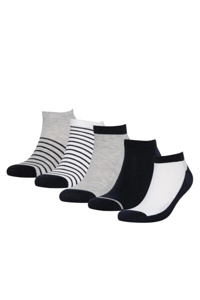 Erkek Çizgili 5'li Pamuklu Patik Çorap C0135axns