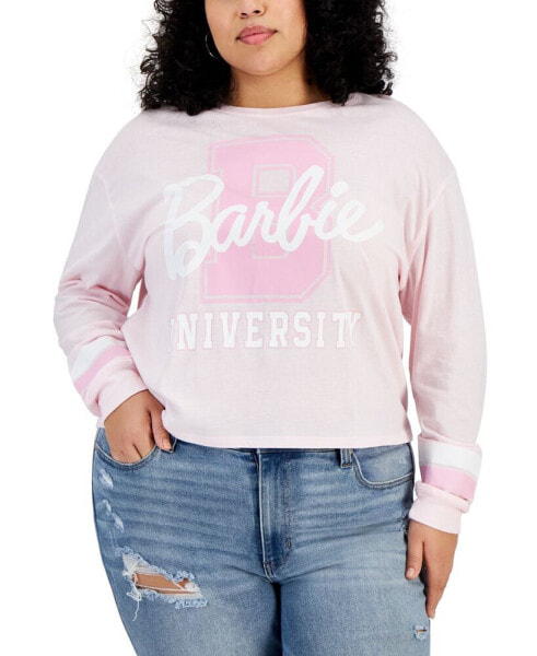 Trendy Plus Size Long-Sleeve Barbie University Tee