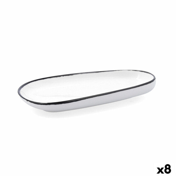 Плоская тарелка Ariane Vital Filo Белый Чёрный Керамическая Прямоугольная 27 см (8 штук)