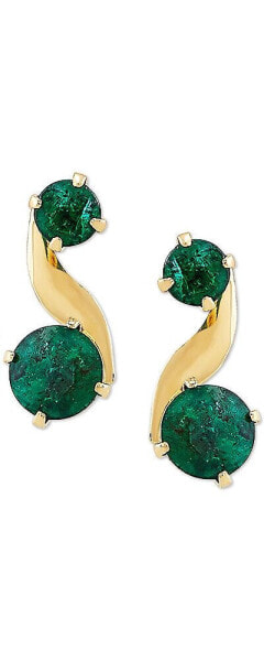 Emerald Swirl Drop Earrings (3/4 ct. t.w.) in 10k Gold