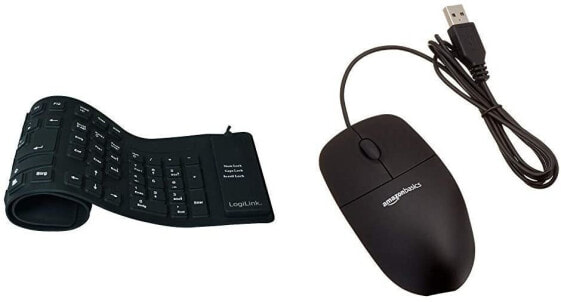 LogiLink ID0019A - flexible & wasserfeste Tastatur (QWERTZ) 109 Tasten, mit USB-PS/2 Adapter, Farbe: Schwarz