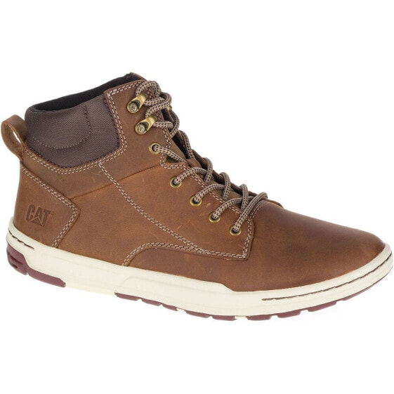 Мужские ботинки высокие демисезонные коричневые кожаные Caterpillar Colfax Mid