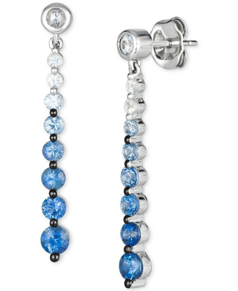 Denim Ombré (1 ct. t.w.) & White Sapphire (1/3 ct. t.w.) Linear Drop Earrings in 14k White Gold