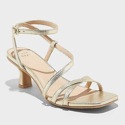 Women's Irena Strappy Heels - A New Day Gold 10