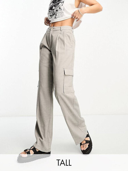 Object Tall tailored cargo trousers in grey melange