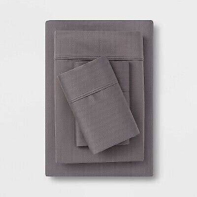 500 Thread Count Tri-Ease Printed Pattern Sheet Set Gray Herringbone - Threshold