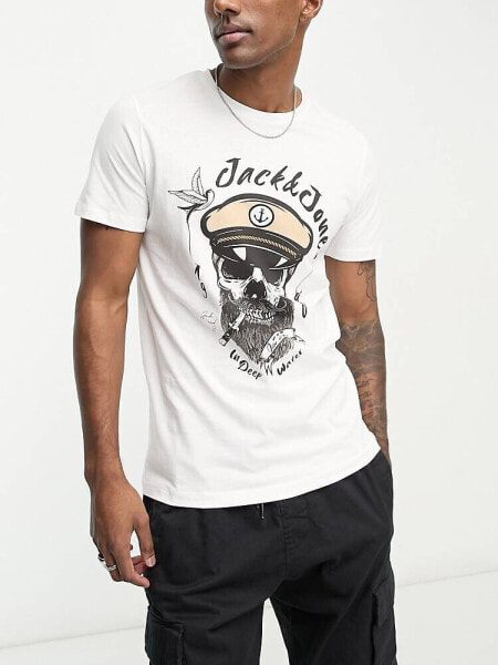 Футболка Jack & Jones Skull Print White