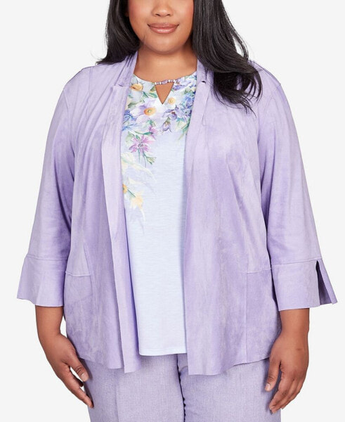 Plus Size Isn't It Romantic Faux Suede Flutter Sleeve Jacket