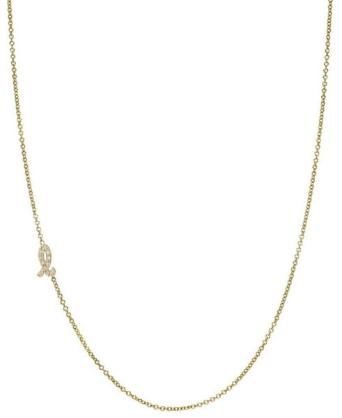 Diamond Initial Side Pendant Necklace (1/20 ct. t.w.) in 14k Gold, 16" + 2' extender