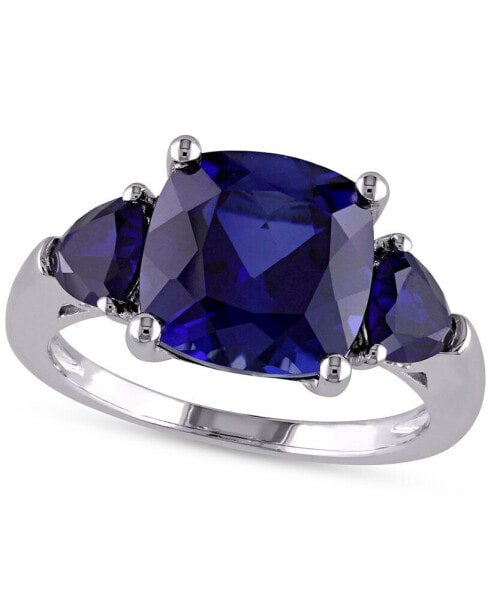 Lab-Grown Sapphire Three Stone Ring (7-1/10 ct. t.w.) in Sterling Silver