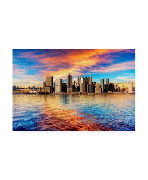 David Ayash Lower Manhattan Sunset Canvas Art - 15.5" x 21"