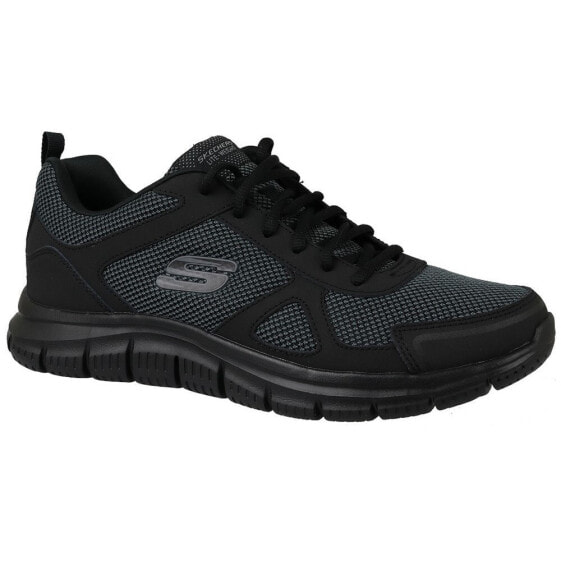 Мужские кроссовки спортивные для бега черные текстильные низкие Skechers Track