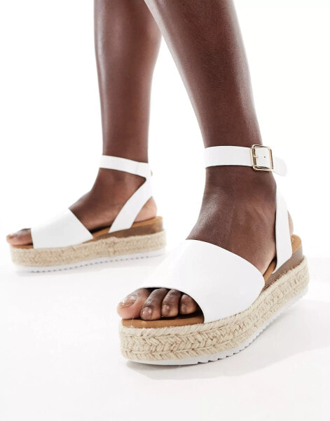 Truffle Collection flatform espadrilles in white