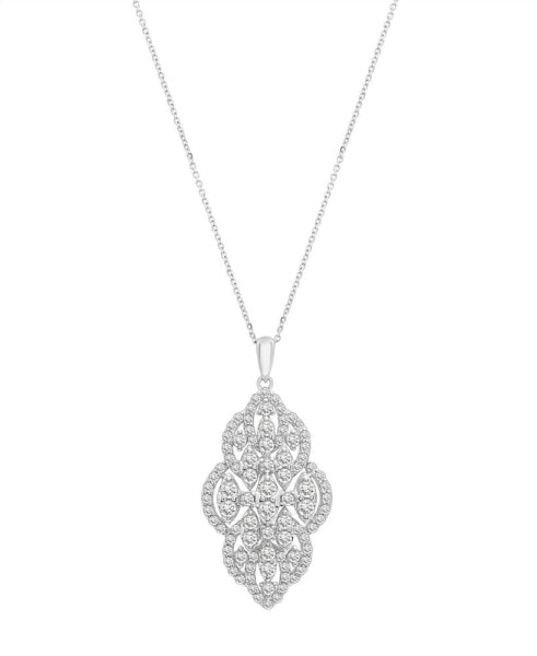 Wrapped in Love diamond Filigree Cluster 18" Pendant Necklace (1-1/2 ct. t.w.) in 14k White Gold or 14k Yellow Gold, Created for Macy's