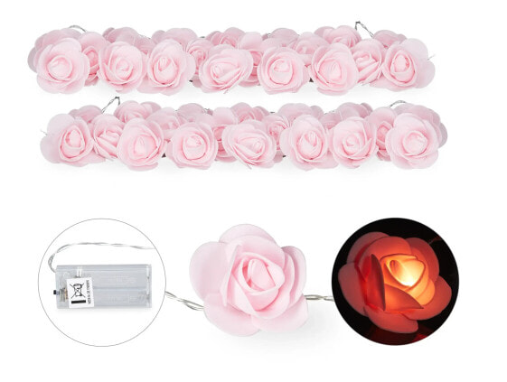 Электрогирлянда Relaxdays Розовая гирлянда в виде роз 2x 3,3 м (розовая)