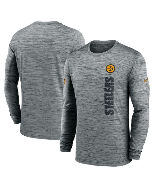 Men's Gray Pittsburgh Steelers 2024 Sideline Velocity Performance Long Sleeve T-Shirt