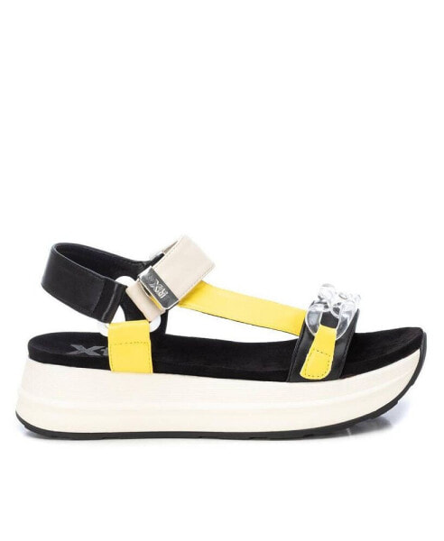 Women's Platform Sandals By Yellow With Multicolor Accent