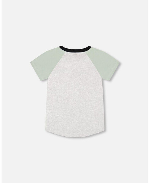 Boy Organic Cotton Raglan T-Shirt Oatmeal Mix - Toddler|Child
