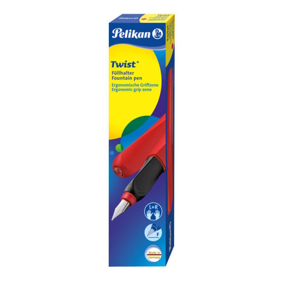 Pelikan Twist P457, Red, Cartridge filling system, Stainless steel, Fine, Ambidextrous, Germany