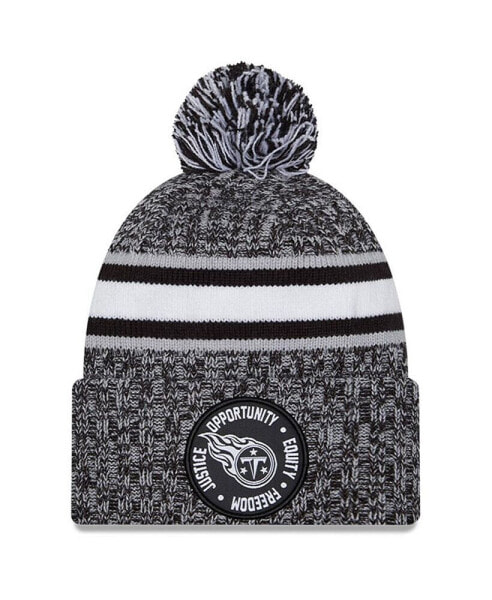 Men's Heather Black Tennessee Titans 2023 Inspire Change Cuffed Knit Hat with Pom