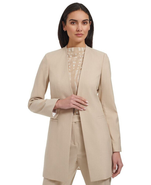 Petite Open-Front 3/4-Roll-Sleeve Topper Jacket