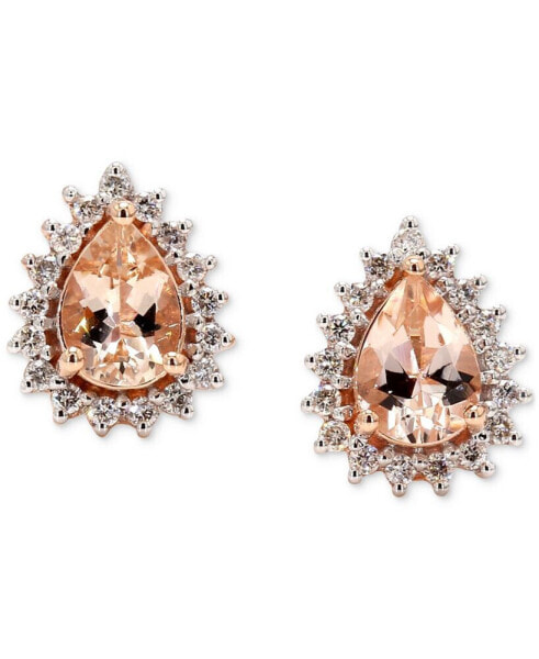 Серьги Macy's Morganite & Diamond Pear Halo Stud