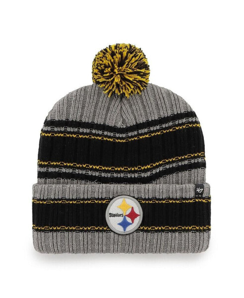 Men's Graphite Pittsburgh Steelers Rexford Cuffed Knit Hat with Pom