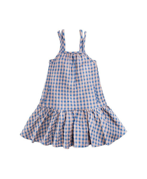 Big Girls Nova Shore Check and Tie Tye Dress